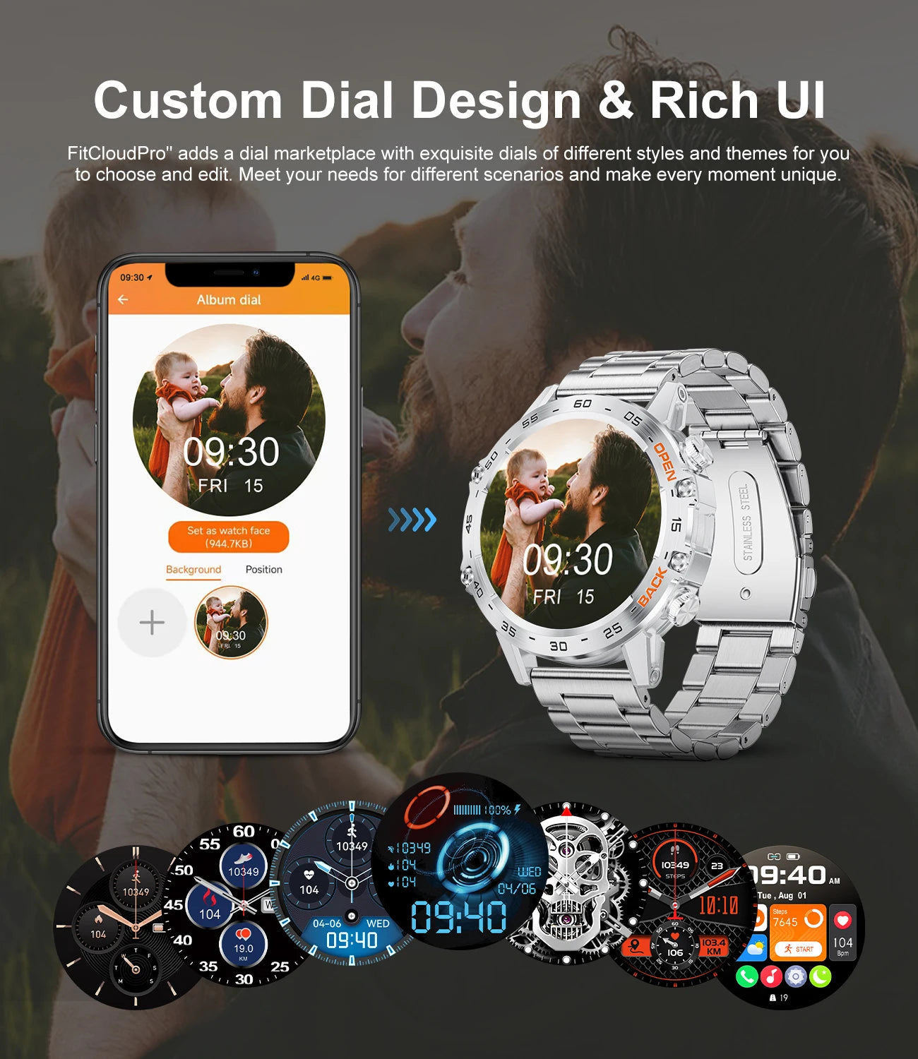 Montre intelligente de sport de plein air pour homme