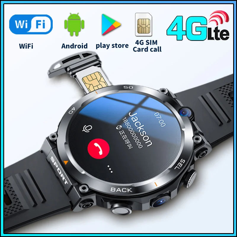 4G LTE Smart Watch 2025 Android Os GPS Video Voice Wi-Fi Call Messaging HD Dual Cameras 4G Sim Card Call WIFI Men'S Smartwatch
