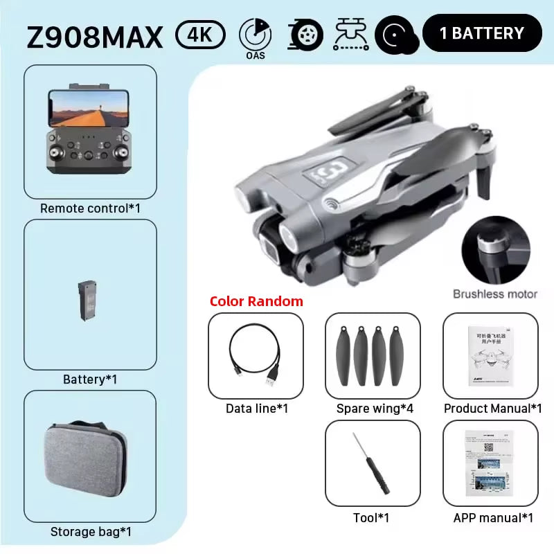 MINI Z908Pro Max Drone 4K ESC Professional WIFI FPV Dron Obstacle Avoidance Brushless Four-Axis Folding RC Quadcopter Toys
