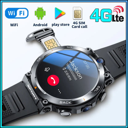 4G LTE Smart Watch 2025 Android Os GPS Video Voice Wi-Fi Call Messaging HD Dual Cameras 4G Sim Card Call WIFI Men'S Smartwatch